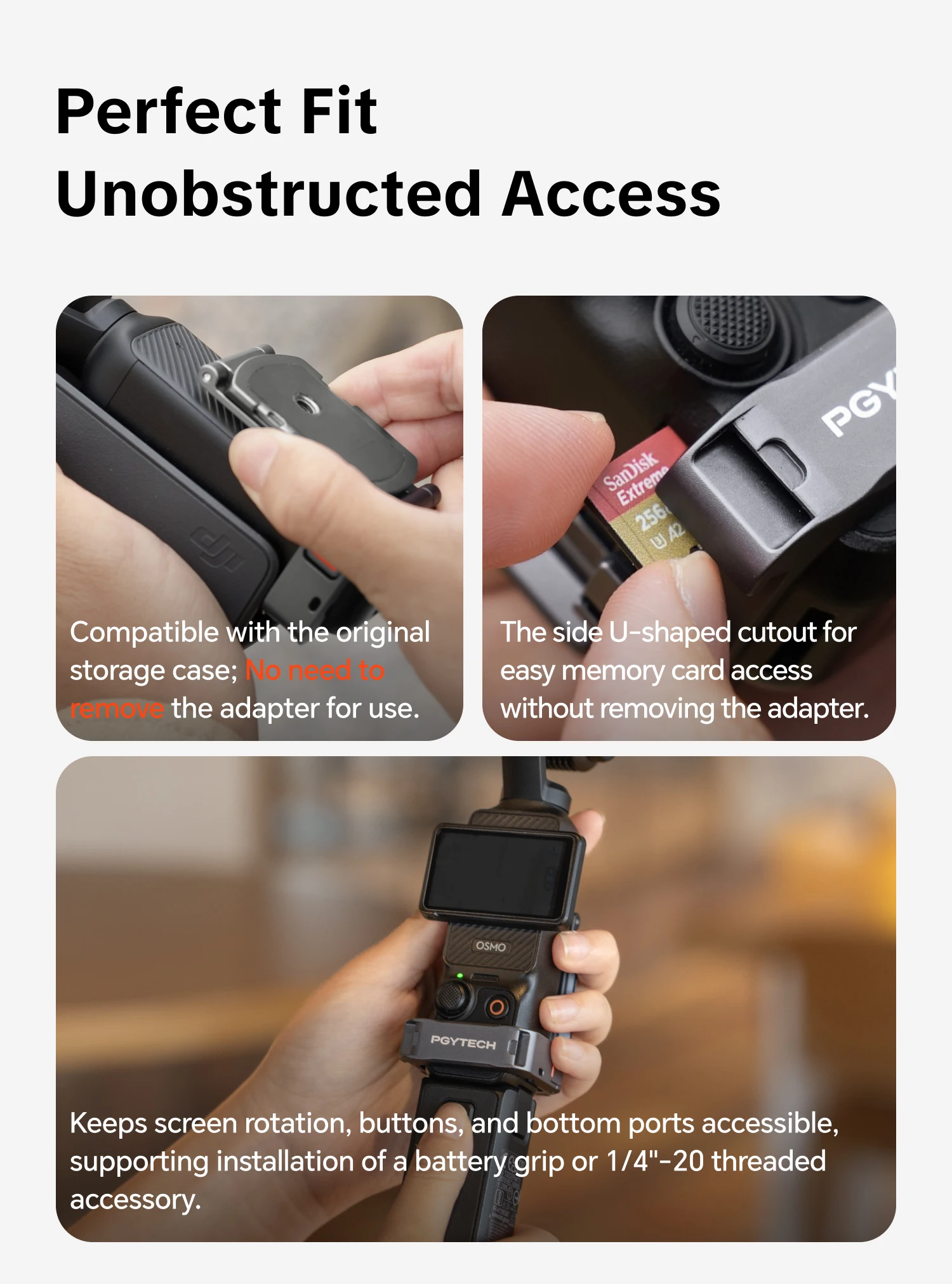 PGYTECH Magnetic Expansion Adapter Frame for DJI Osmo Pocket 3, Dual-Foldable Stand with Arca-Swiss & Cold Shoe Mount - Image 13