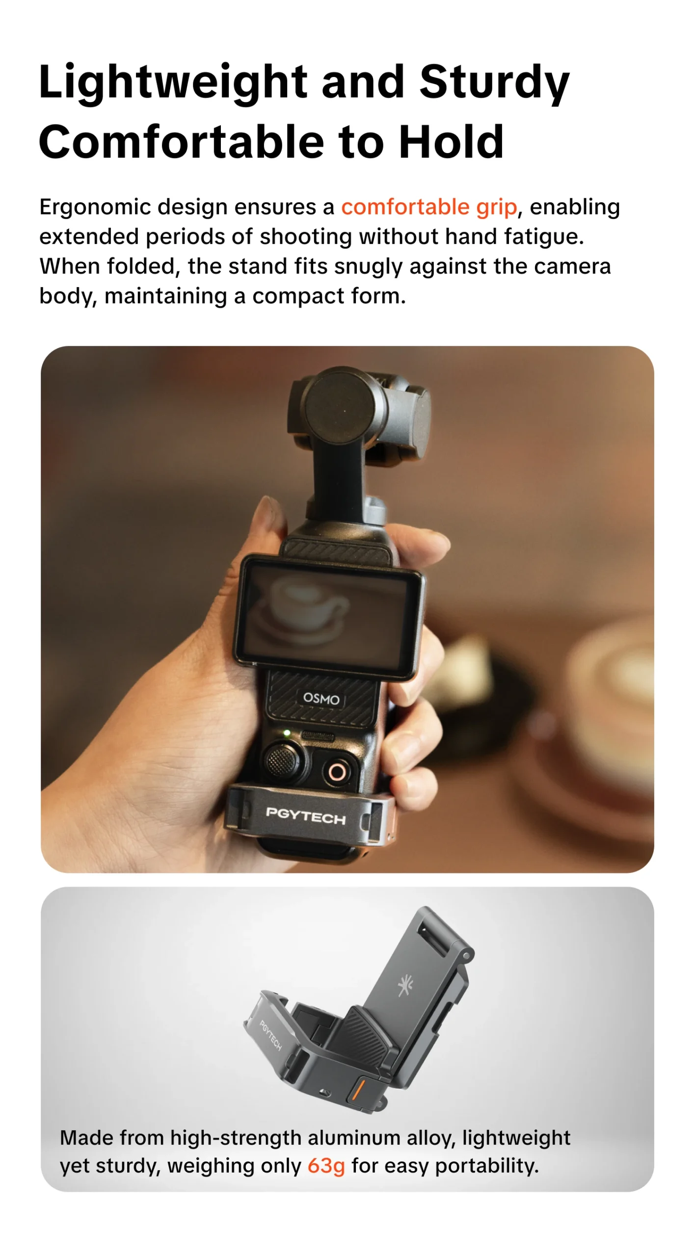PGYTECH Magnetic Expansion Adapter Frame for DJI Osmo Pocket 3, Dual-Foldable Stand with Arca-Swiss & Cold Shoe Mount - Image 11