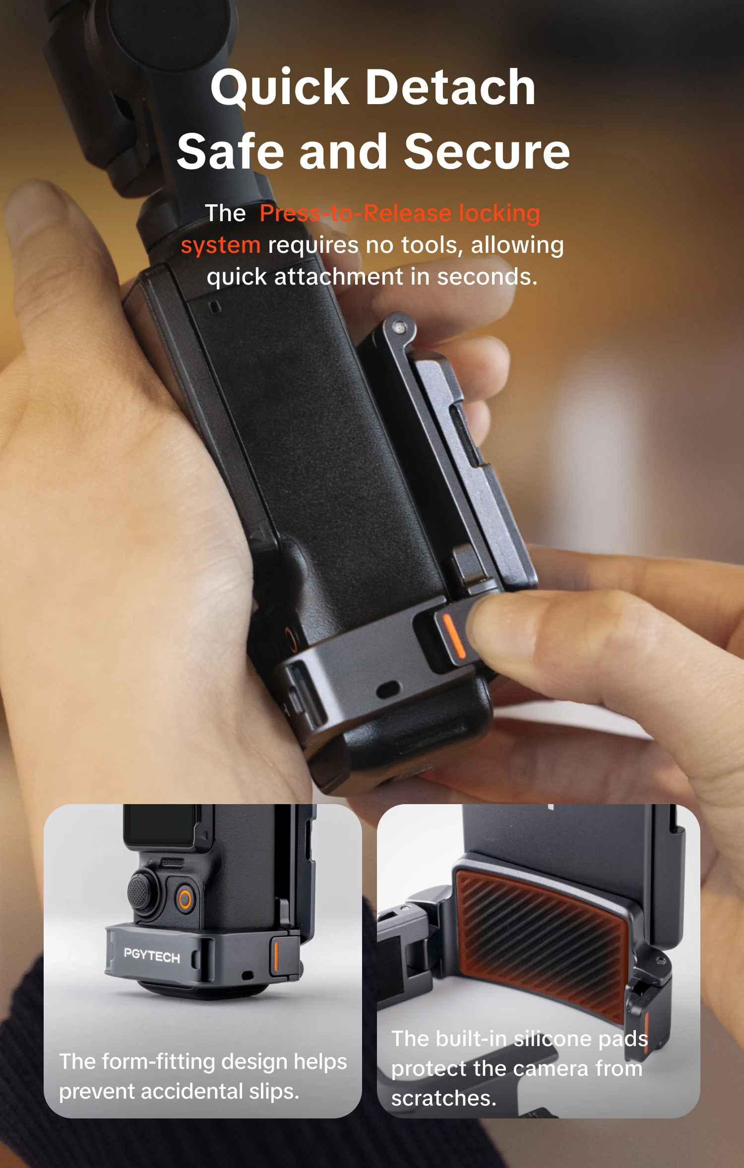 PGYTECH Magnetic Expansion Adapter Frame for DJI Osmo Pocket 3, Dual-Foldable Stand with Arca-Swiss & Cold Shoe Mount - Image 12