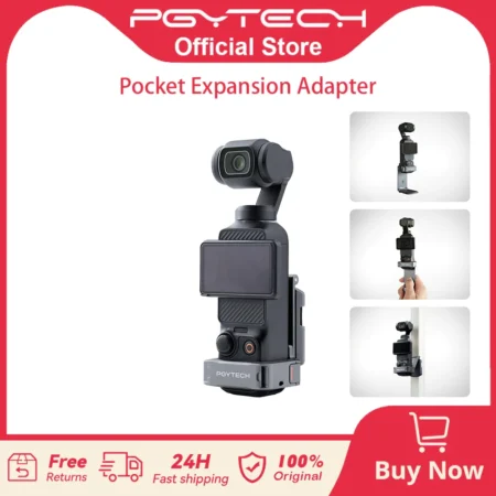 PGYTECH Magnetic Expansion Adapter Frame for DJI Osmo Pocket 3, Dual-Foldable Stand with Arca-Swiss & Cold Shoe Mount