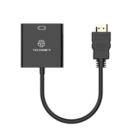 Techancy Conversor De Vídeo Hd TL7325,  Interface Hdmi Para Vga, Suporta Resolução Hd 1080p, Preto
