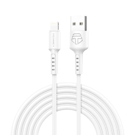 Techancy Cabo De Dados Branco TB1628, Cabo De Carregamento Rápido Usb Para Lightning, 3 M/2,4 A, Compatível Com Iphone/Ipad